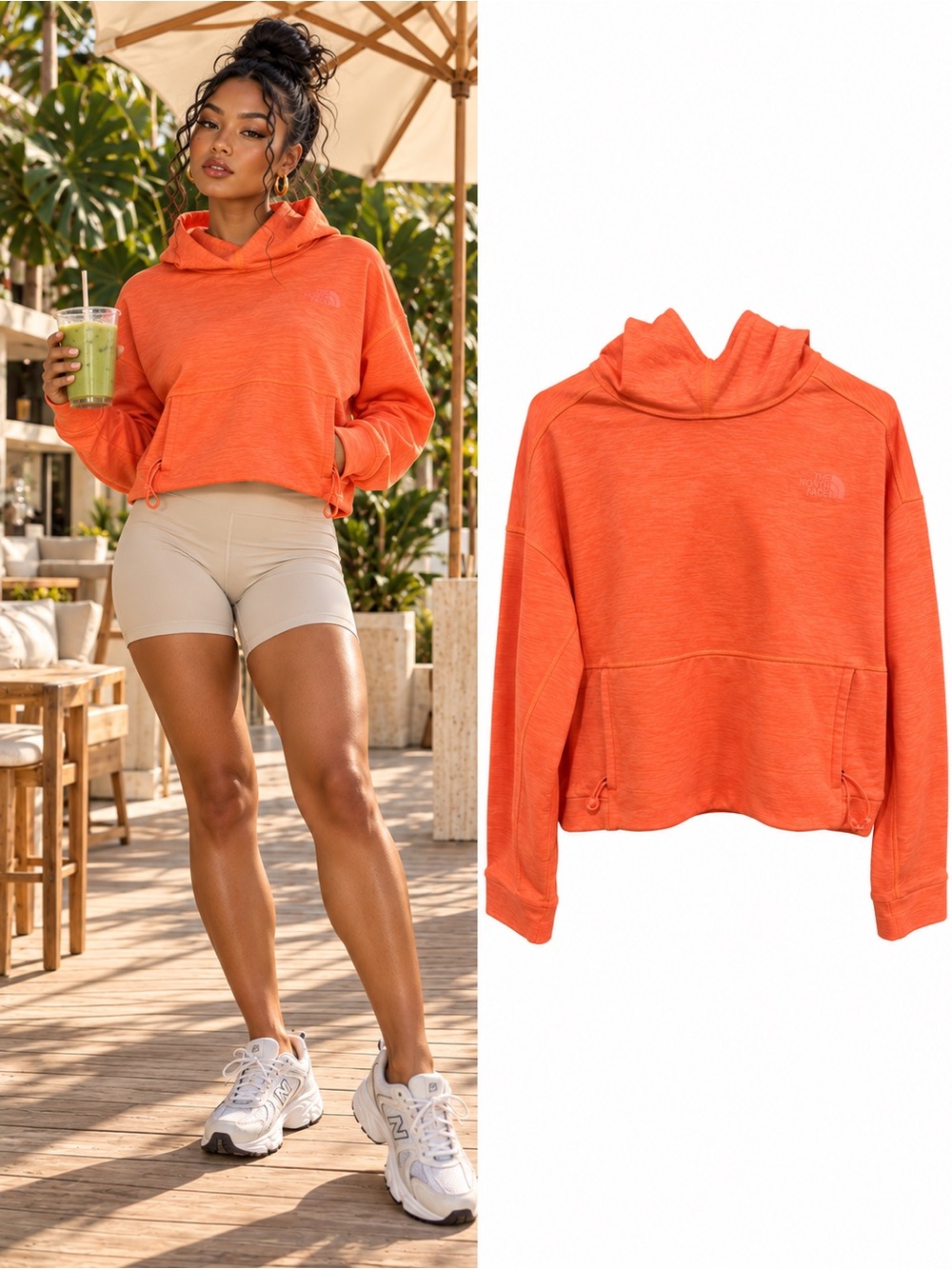 The North Face Canyonlands Pullover Crop Hoodie Women’s L Orange Fleece NF0A5GC9